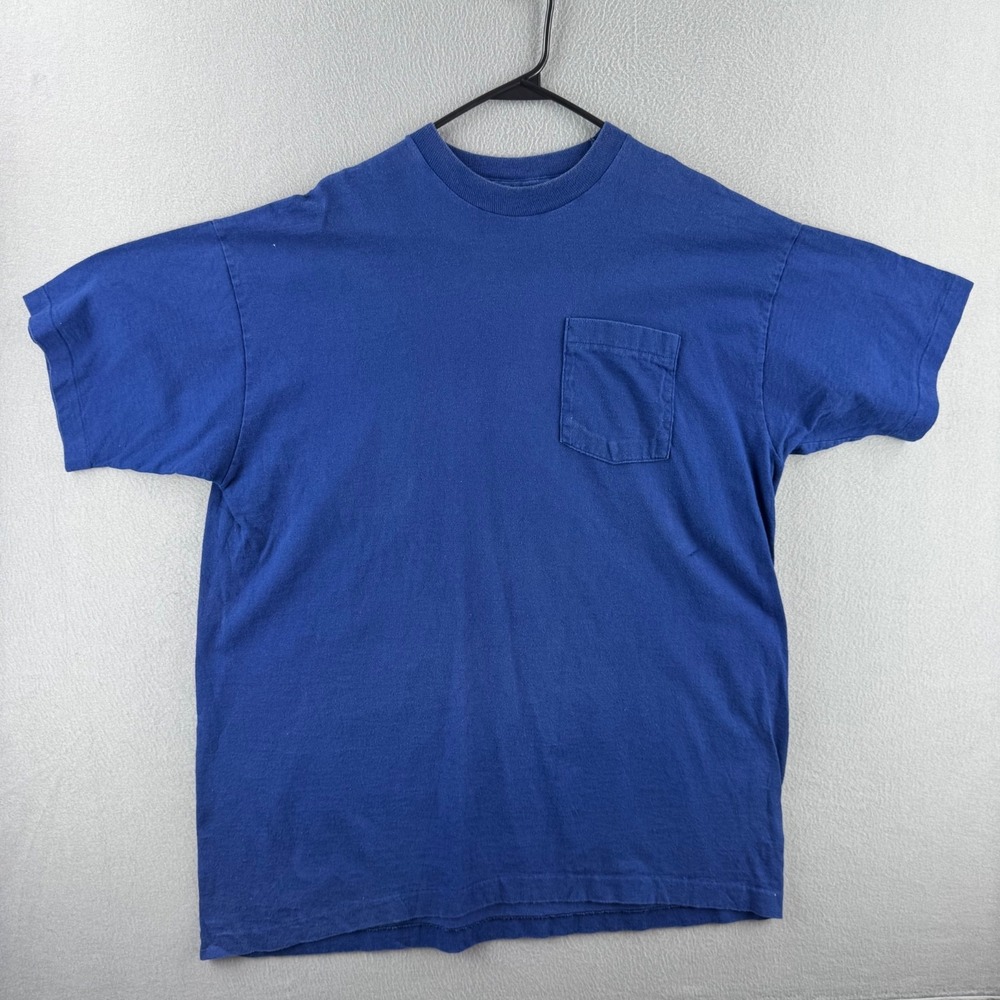 Vintage Blank T Shirt Mens 2XL  90s  Blank Selvedge Pocket Tee BVD Made in USA